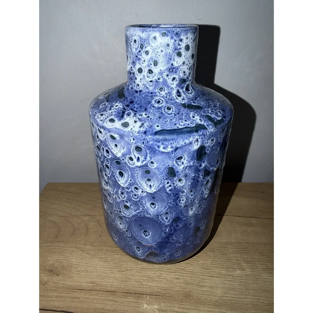 Faiancas‎ Ramos Blue White Ceramic Pottery Vase Made In Portugal Peacock Large